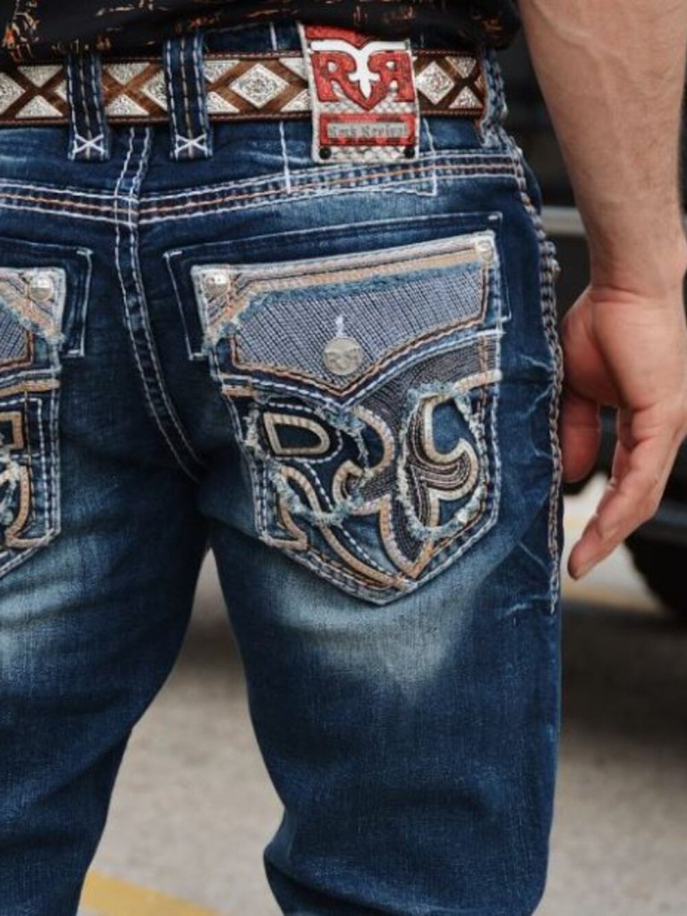 Rock Revival - Mens Amari J200R Straight Jean, size 40 US mens, color blue. - Picture 3 of 7